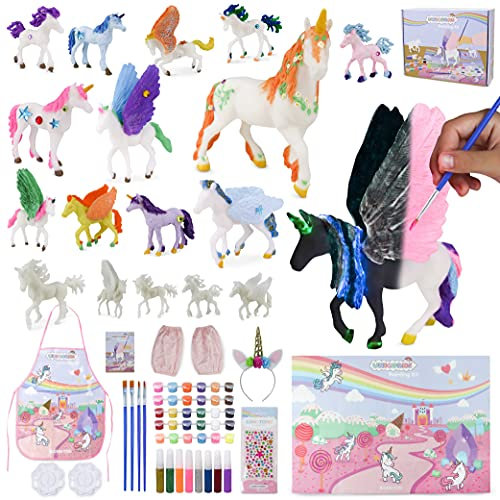 BONNYCO Einhorn Geschenk für Mädchen Malset 18 Bastelset Kinder mit Dunkeln Leuchtender Farbe | Mädchen Spielzeug, Kreatives Geschenke für Kinder | Basteln Einhorn Spielzeug Geburtstag Weihnachten