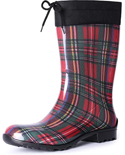 Ladeheid Stivali Donna in Gomma PVC LA-968 (Rosso/Griglia, 40 EU)