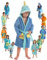 LEBENGOOD - Accappatoio Bambini adolescenti Cotone: Bambino, Bambina, 100% Cotone OEKO-TEX - 2 tasche, cintura, cappuccio (6-8, Cappuccio squalo)