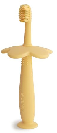 Mushie | Spazzolino da Denti da Allenamento per Bambini | Senza BPA | Training Brush & Primo Spazzolino | Accessori per Bambini Sicuri e di Alta Qualità | Pale Daffodil