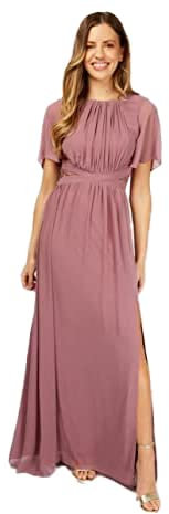 Little Mistress Damen Maxikleid mit Engelsärmeln Kleid, Rose, 36