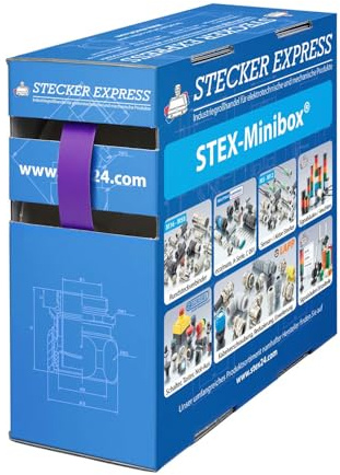 STEX24 Schrumpfschlauch 2:1, Minibox mit 9,5m, violett 9,5/4,8mm, 3/8 Zoll, WSB2 Schrumpftemperatur mind. 70°C, vollständig bei mind. 100°C - 1 Stück