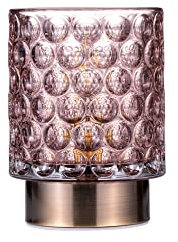 Pauleen 48239 Bright Glamour Mobile Table Lamp Glass Table Lamp Timer Function 6H Battery Glass Lamp Without Cable Rose/Brass