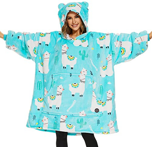 THREE POODLE Decken Hoodie, Oversize Hoodie Decken Pullover Kuschelpullover für Damen Herren Kinder, Warm und Weiches Futter, Übergroßer Hoodie Sherpa-Decke, Verschiedene Muster Verfügbar