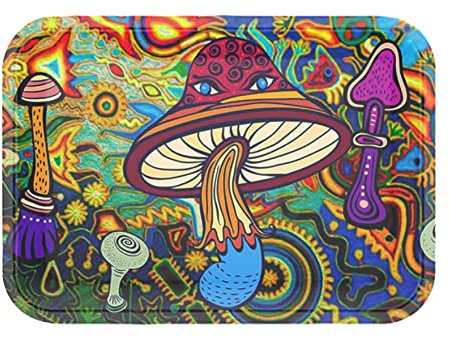 Generic Rolling Tray 'Mushroom Face', 5.5 x 7 inches, Metal, Multicolor