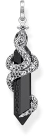THOMAS SABO Pendant blackened onyx with snake 925 Sterling Silver, Blackened