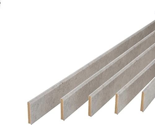 Lot de 5 plinthes Bord Arrondi médium (MDF) Revêtues Gris G5 2200 x 68 x 9 mm PEFC 70%