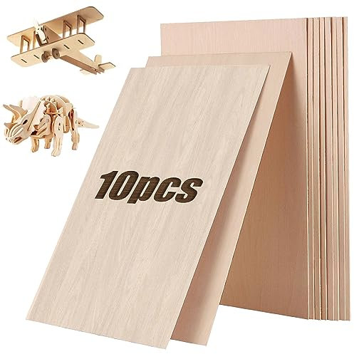 Sperrholzplatten, Lindenholz, 300 x 300 x 3 mm, Balsaholzplatten, unlackiertes Holzbrett, perfektes Brett für Handwerk, DIY, Malen, Modellieren, Laubsägearbeiten, graviert, Heimdekoration, 10 Stück