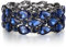 Clearine Damen Armband Mode Art Deco funkelnde Schicht Strass Kristall Stretch Armreif für Hochzeit Prom Party 02-Saphir Schwarz-Ton (Teardrop)