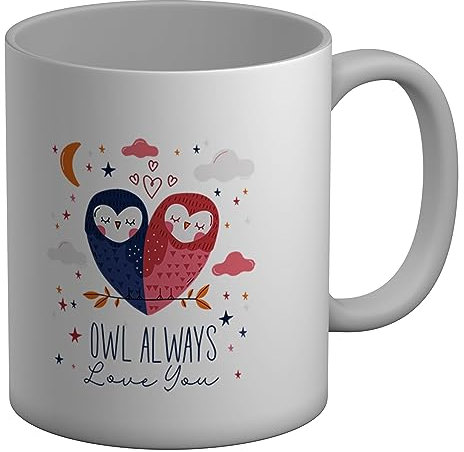 Shopagift Romantic Lovers Mug Owl Always Love You White 11oz Large Gift Ceramic Cup