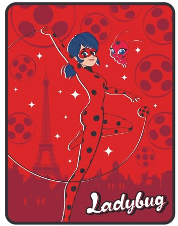 Franco Miraculous: Tales of Ladybug and Cat Noir Kinder-Bettwäsche, superweich, Micro-Raschel-Überwurf, 116,8 x 152,4 cm, offizielles Lizenzprodukt