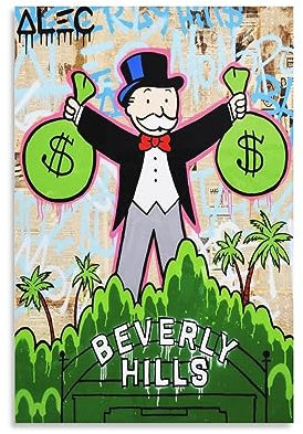 ALEC Monopolys Monopoly Holding $ Tasche Poster Poster Malerei Leinwand Wandkunst Wohnzimmer Poster Malerei 61 x 91 cm (60 x 9 cm)