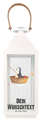 Mr. & Mrs. Panda L Personalisierte Deko Laterne Pinguin Angelboot - Personalisierte Geschenke, Laterne kleine Laternen, Gartendekoration,