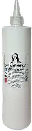 Stofffarbe 500ml. Waschfeste Textilfarbe. T-Shirt Farbe für helle Stoffe. Waschmaschinenfest, Waschbeständig. Textilmalfarbe, Stoffmalfarbe Fixierung durch Bügeln (Weiß)