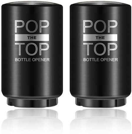 Automatischer Bierflaschenöffner mit magnetischem Kappenfänger, Edelstahl, Einhanddeckel, federbelastet, Push&Pop für Küche, Bar, Zuhause, Restaurant, Utensilien, Bierzubehör, Geschenk, 2 Stück