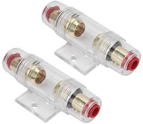 Lot de 2 Porte-Fusibles AGU pour Audio de Voiture avec Fusibles 60 A 80 A pour Fil de Calibre 4 6 8 12-24 V – Protection contre les Surcharges, Cuivre de Haute qualité,