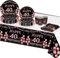 TOPWAYS 40 Años Cumpleaños Platos Desechables Vajilla Set, Oro Negro Rosas Papel Desechables Elegantes Platos Fiesta Tazas Mantel para Decoración 40 Cumpleaños Mujer 16 invitados