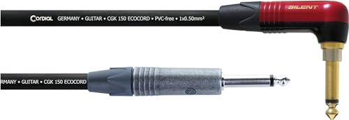 CORDIAL - Gitarrenkabel 6m Winkelstecker silent retro - ECL ECOCORD-6PR-SIL
