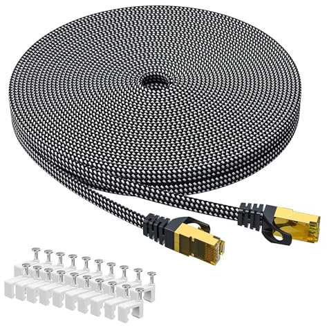 ARISKEEN Cat 8 Lan Kabel 50meter, 40Gbps Netzwerkkabel Ethernet Kabel 2000Mhz Hochgeschwindigkeit Gigabit Rj45 S/FTP Geschirmtes Internet Patch Kabel für Router Modem Laptop