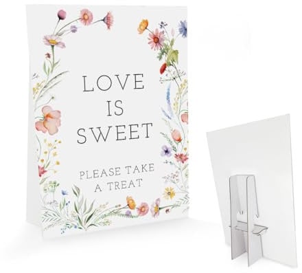Bridal Shower Sign-Love is Sweet Please Take A Treat, Love is Sweet Sign for Dessert Table, Bridal Shower Decorations, Floral Wedding Sign, Wedding Decorative Signage (8 x 11 inch) BBS25