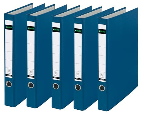Leitz Plastik-Ringordner ohne Schlitze A4, 5er Pack, Blau, 3,5 cm Rückenbreite, PP-laminierter Einband, 10140035
