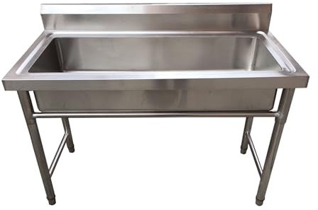Lavello da Cucina in Acciaio Inox a Vasca Singola, Lavandino da Esterno Lavabo di Utilità Lavatoio da Giardino Campeggio(47.2X23.6X31.4inch/120X60X80cm)