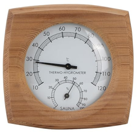 FLEXMAN 2-in-1-Holz-Thermo-Hygrometer für den Innenbereich, Thermometer-Hygrometer, Dampfbad-Saunaraum-Zubehör für die Nutzung in der Sauna