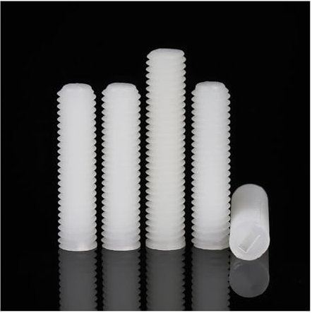 Boulon Fendu en Nylon M3 M4 M5 M6 M8 M10, Filetage en Plastique Blanc, vis de réglage métrique sans tête à tête Plate, 5 à 50 pièces(M8x 20mm- 10pcs)