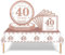 Juego de vajilla de 37 piezas de 40 cumpleaños, color rosa y dorado, decoraciones de 40 cumpleaños con platos y servilletas de papel para fiestas, mantel de plástico para mujer, decoración de mesa de