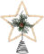 Gejoy Weihnachtsbaumspitze mit Perlen, rustikaler Stern, mit Beeren, Tannenzapfen, neutraler Weihnachtsstern, Baumspitze für Weihnachtsbaumdekorationen (Kegel, Holz)