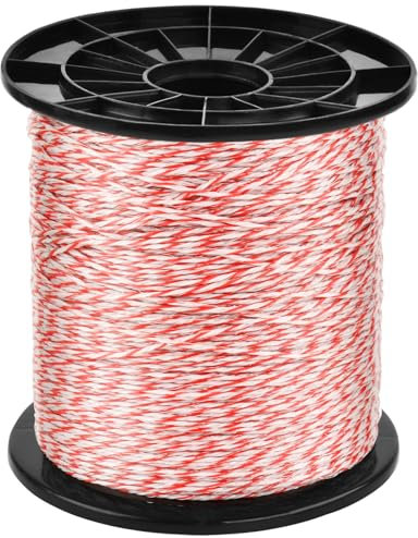 1000M Corda per Recinzione Elettrica, Recinzione di Filo Per Bestiame In Acciaio Inox Corda Conduttore Per Recinzione Elettrica Accessori per Recinzione (Rosso+Bianco, 1000M)