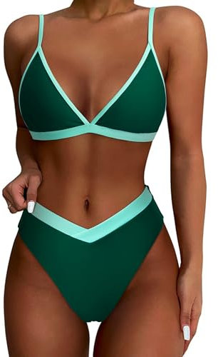 DOULAFASS V-förmige Taille Bikini Damen Set Hoher Schnitt Triangel Bikini 2tlg Bademoden