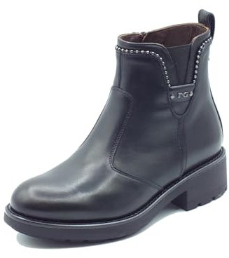 NeroGiardini I411870D Guanto Nero Tronchetti Eleganti con Tacco Basso per Donna in Pelle con Lampo (Taglia 40)