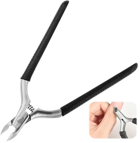 Pince à Cuticules Professionnelle en Acier Inoxydable avec Lame Tranchante, Poignée en Silicone Antidérapante pour Manucure et Pédicure, Outil de Précision pour Soin des Ongles