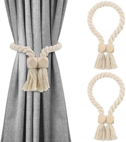 2 Stück Vorhang Raffhalter, Raffhalter für Vorhänge, Magnetische Raffhalter für Gardinen, Gardinenraffer aus Holz, Gardinen Raffhalter, Curtain Holder für Gardinen Home Büro Gardinen Deko