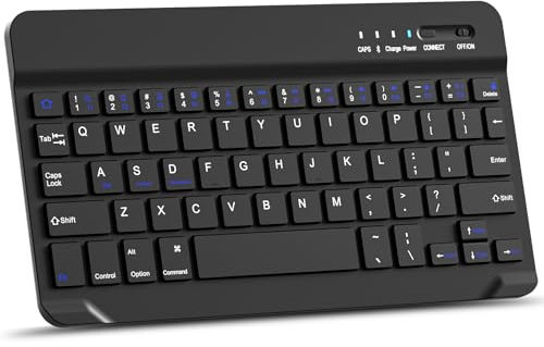 MMK Bluetooth Keyboard, Ultra-Slim Wireless Keyboard, Small Silent Whisper-Quiet, Compatible with iPad Pro/Air/Mini, iOS, Samsung Tablet, Android, Windows, US English keyboard