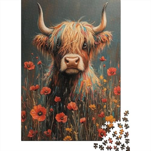 Puzzle 1000 Teile für Kinder, süßes Kuh-Quadrat-Puzzle für Kinder, Holzpuzzle, Kinder, 1000 Teile (75 x 50 cm)