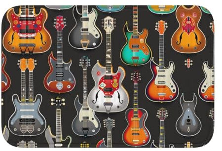 Mexpekil Door Mat Guitar Pattern Front Doormat for Outside Entrance Patio Porch, Music Theme Floor Mat Entrance for Indoor Bedroom Bathroom Kitchen Home Decorative