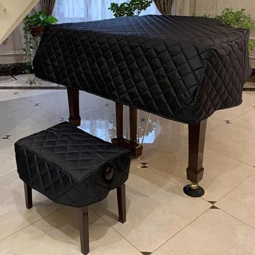 Schwarzes wasserdichtes Triangel-Klavierbezug-Set mit Hockerbezug, elegante und schützende Flügelabdeckung für 200 cm und 180 cm Klaviere