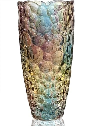 Glass Vase for Flowers, Large Tall Coloured Flower Vases for Decorations, Modern Personalised Ornaments for Living Room Dining Bedroom Home Decor Accessories Christmas Birthday Gifts for Women