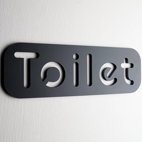 Modern Toilet Door Sign – Premium Stone Texture Acrylic (15cm x 5cm), Home & Business, By NOIR.DESIGN®, Self-Adhesive, Durable, Waterproof – Black, White, Grey, Beige (Black, 15 x 5cm)