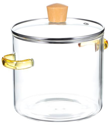 VICASKY Glass Saucepan for Stove Top Double Pot Handles Large Capacity Cooking Pot for Soup and Simmering in Kitchen