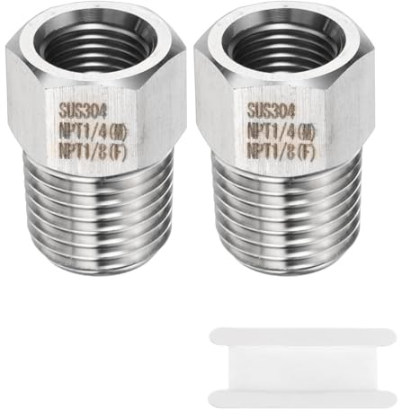 QUARKZMAN 2pcs Raccord de Tuyau Acier INOX 1/8 NPT Femelle x 1/4 NPT Mâle | Réducteur Bague Hexagonale Adaptateur de Tuyau Raccords de Réduction Connecteur de Tuyau Coulé
