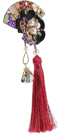 BESTYASH Japanischer Haarschmuck Handgefertigter Fächer Haarclip Mit Quaste Für Damen Traditionelle Japanische Haarverzierung Accessoire Für Cosplay Festivals
