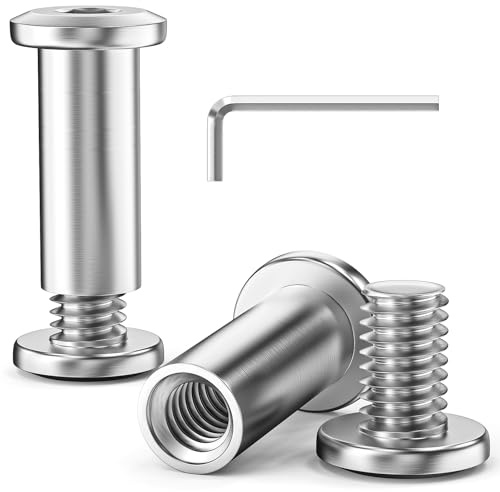 10 Pcs M6x20 mm Hex Socket Cap Bolt with Allen Wrench, 304 Stainless Steel Furniture Connector Bolts M6 Flat Head Screw Barrel Nuts Binding Screws for Crib Replacement Belt Cabinet