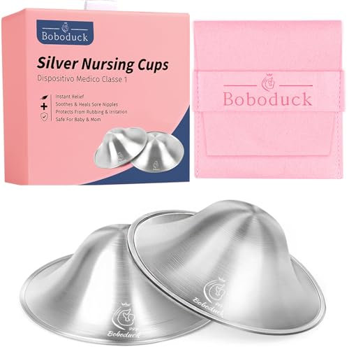 999 Silver Nipple Shields for Breastfeeding,Silver Cups Breastfeeding for Nursing Newborn,Protect and Soothe Sore Nipples (Small)