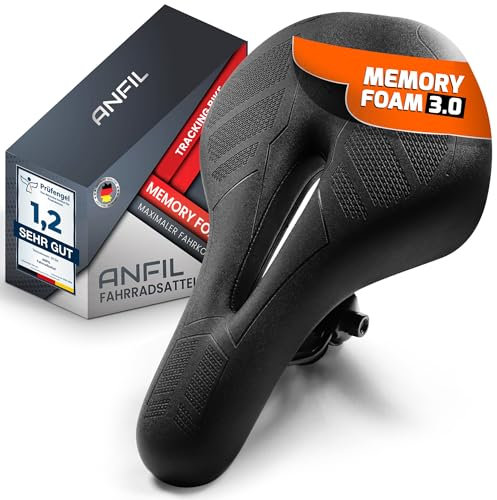 ANFIL® Fahrradsattel - Maximaler Fahrkomfort - Ergonomischer Fahrradsattel mit Memory Foam 3.0 - für Damen & Herren - Bequem & Weich - mit Optimierter Druckverteilung für Lange Fahrten - Das Original