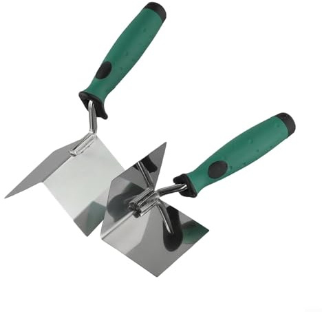 Eawfgtuw Bendable 90 Degree Angle Plastering Spatula Made of Stainless Steel Plastic Spatula, Inner Corner Drywall Tool, Stainless Steel Angle Spatula, Inner and Outer Corner (1 Set)