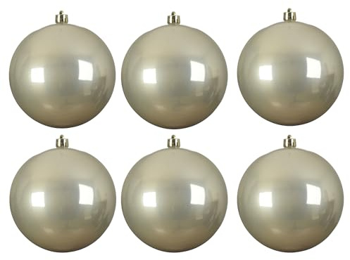 6 x Weihnachtskugeln aus Kunststoff - Ø 14 cm/Perle | Für den Innen- und Außenbereich – Wetterfest – Bruchsicher Outdoor Christbaumkugeln Weihnachtsbaumkugeln Baumkugeln