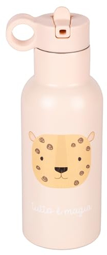 Villa d'Este Home Tivoli 1996 Gourde isotherme 420 ml en acier inoxydable avec bec verseur léopard Les Petites Safari